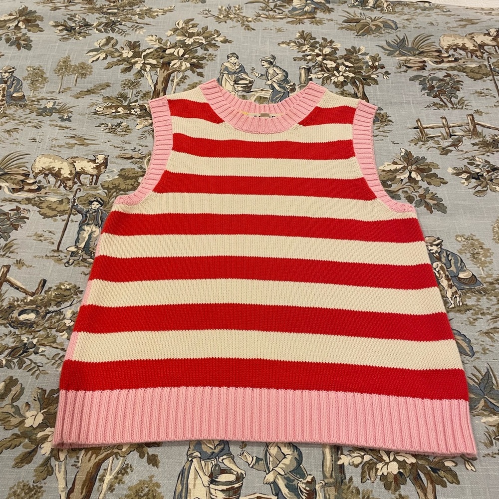 Boden Red Striped Sweater Vest Size S